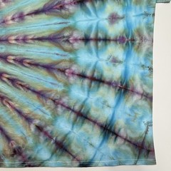 Handmade Ice Tie Dye Adult T-Shirt Unisex Size XL Blue Fan Folded Gildan Tee NEW