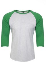 NL230 Next Level Apparel® 6051 Unisex Short Sleeve Tri-Blend 3/4 Raglan T-Shirt