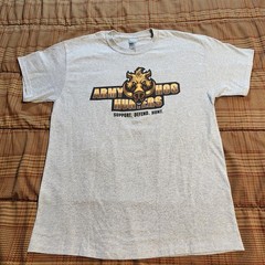 Army Hog Hunters Graphic T-Shirt Large Men Grey Double Sided Gildan Ultra Cotton