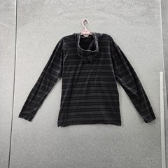 Volcom Men Shirt L/G Black Striped Logo Long Sleeve Hooded Pullover