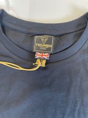 Triumph T-Shirt Mens Medium Cartmel Jet Black Spellout Logo Cotton Short Sleeve