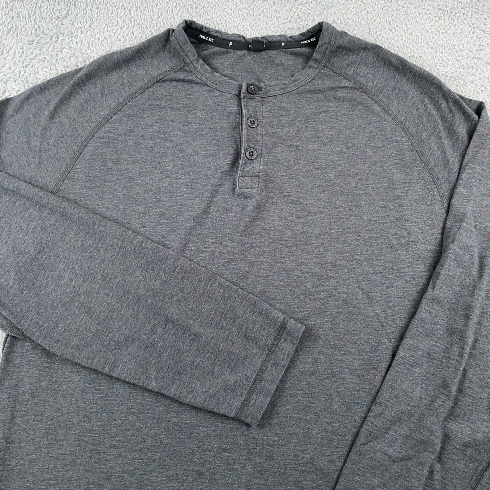 Public Rec Shirt Mens XL Gray Henley Long Sleeve Soft Stretch Casual Pullover