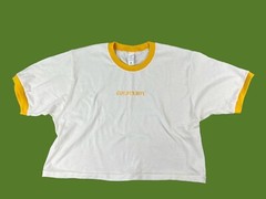 Personalizable Golden Boy custom embroidery men White ringer crop top T-shirt