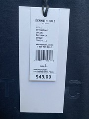 Kenneth Cole T-Shirt Deep Water Blue Large Short Sleeve Crew Neck Logo $49