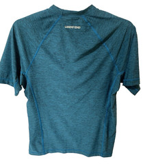 Lands End Mens Small 34-36 Teal Black Workout T Shirt Short Sleeve
