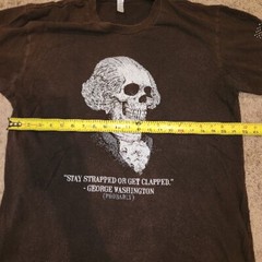 George Skeleton Stay Strapped or Get Clapped Graphic TShirt Black Size XL Funny