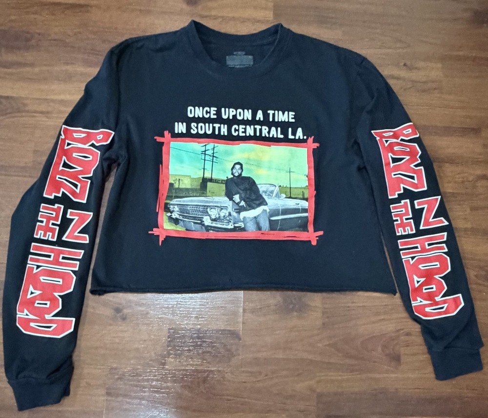 Boyz N The Hood Long Sleeve Crop Top T-Shirt Unisex Size L Long Sleeve Black