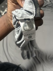 VERSACE Gray Taylor Fit T-Shirt White Logo Size M