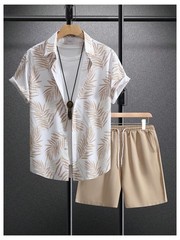 Men’s Hawaiian Matching Set Summer Beach 2 Piece Outfits Tropical print Shirt…