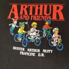 Arthur PBS Kids TV Show Black T Shirt Ripple Junction XL Stranger Things Parody