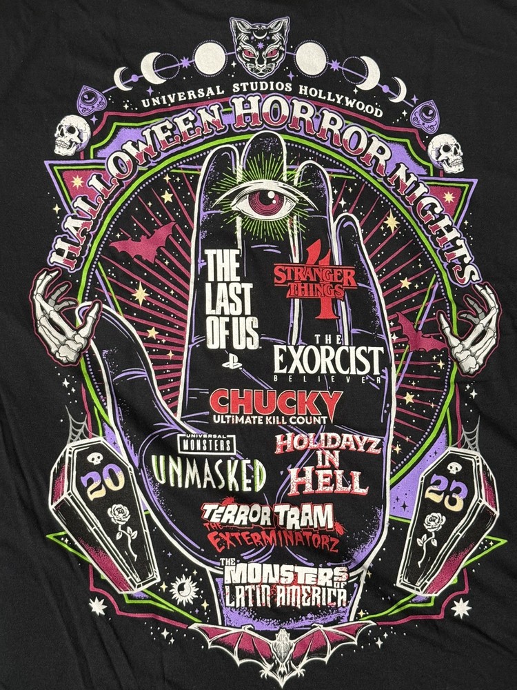 Universal Studios Hollywood Halloween Horror Nights T Shirt Blacklight HHN 2023