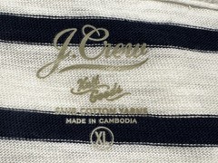 J.CREW Men’s WHITE/NAVY Club Cotton Yarns Striped Casual Crew Collar Tee XL