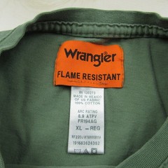Wrangler Shirt Mens Extra Large Green FR Fire Resistant Workwear *Holes