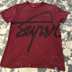 Superdry Sport NYC 1984 Men M Tee Burgundy Red Paint Splatter Top M10004SR