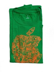 Official Apple T Shirt Apple Camp Today At Apple Green/Orange Size Youth L