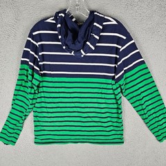 Polo Ralph Lauren Hooded Tee Shirt Mens M Striped Cotton Long Sleeve Drawstring