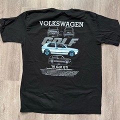 VW Volkswagen Golf 1991 Men’s Short Sleeve Graphic Car Shirt Black Size XL