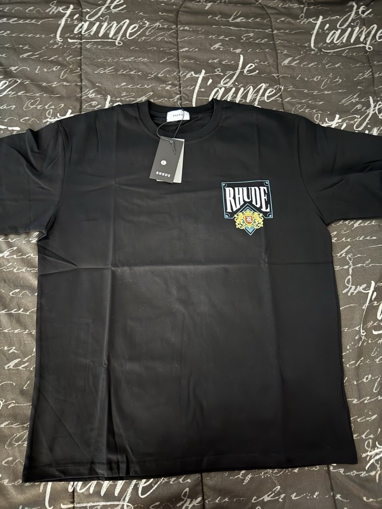 RHUDE Men’s Graphic Logo T-Shirt Black Crew Neck Short Sleeve XL
