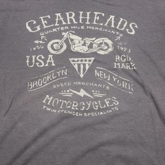 Gearheads Motorcycles Graphic T-Shirt Mens Large Gray Brooklyn Speed Merchants