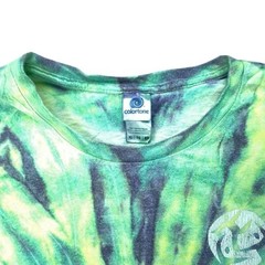 Y2K Colortone Tie Dye T-Shirt XL Green Yellow Burst Graphic Tee Georis