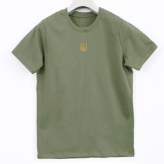 Ukraine Tryzub embroidered t-shirt men, Zelensky t-shirt Tryzub khaki black