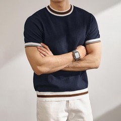 Mens Knitted Top Casual Business Shirt Business Casual Machine Friendly Care