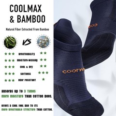 Coolmax Viscose Compression Running Socks 3 Pairs Ankle Low Cut Athletic Anti…