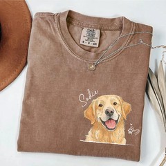 Custom Dog Face Comfort Tee Personalized Pet Portrait Shirt Gift Idea