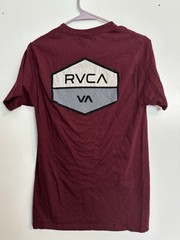 RVCA Logo Short Sleeve Crewneck Cotton T-shirt Burgundy Men’s Small Casual Shirt