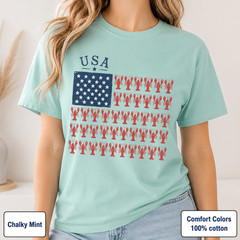 Patriotic Lobster Flag Shirt, Coastal USA Comfort Colors Fourth of July Tee