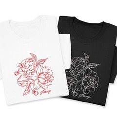 Peony Embroidered T-Shirt, Custom Color Floral Tee, Botanical Gift Shirt