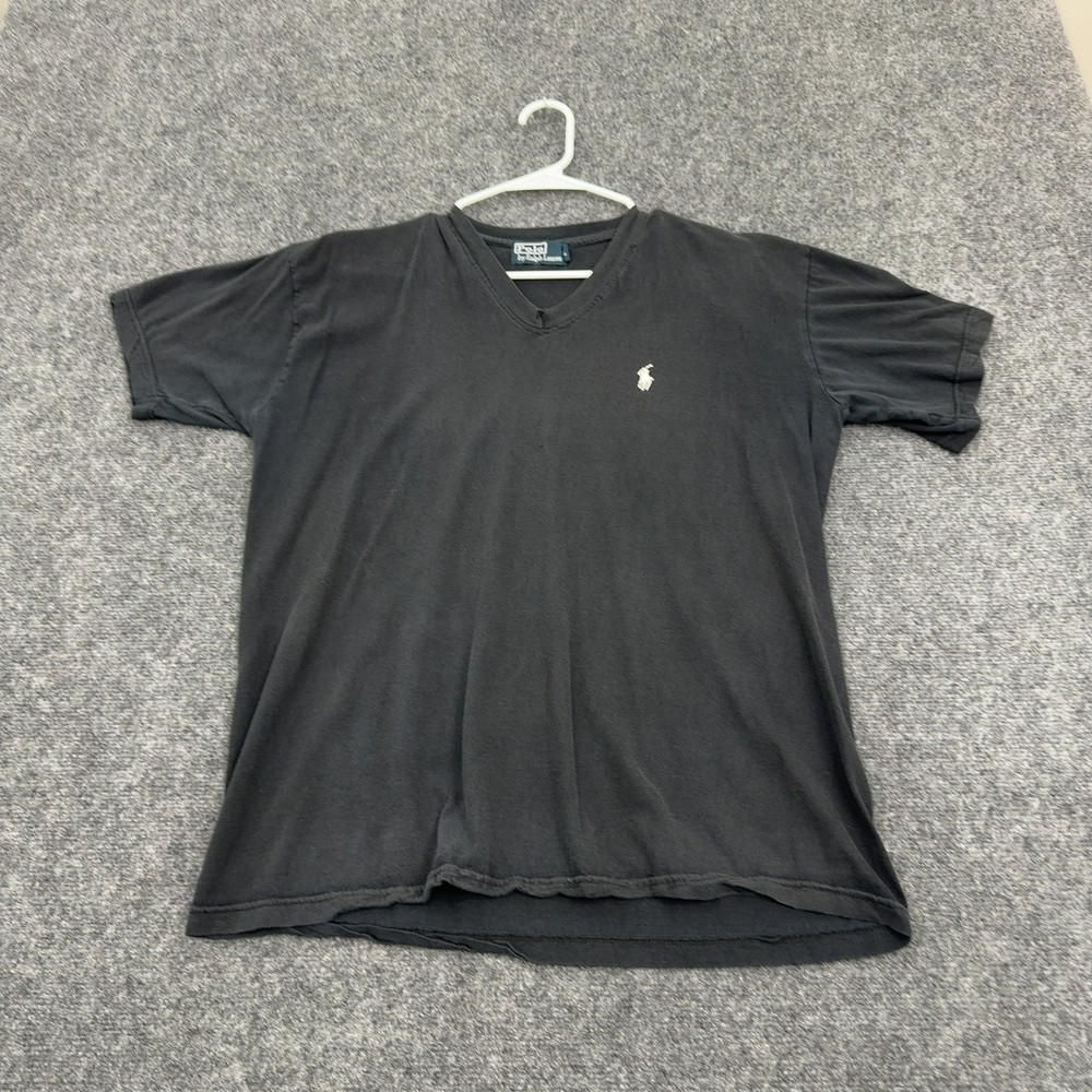 Polo Ralph Lauren T-Shirt Mens XL Black Cotton V-Neck Pony Logo Casual Classic