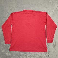 Vintage Eddie Bauer Henley Shirt Men L Red Ribbed Knit Distressed Grandpa Logger