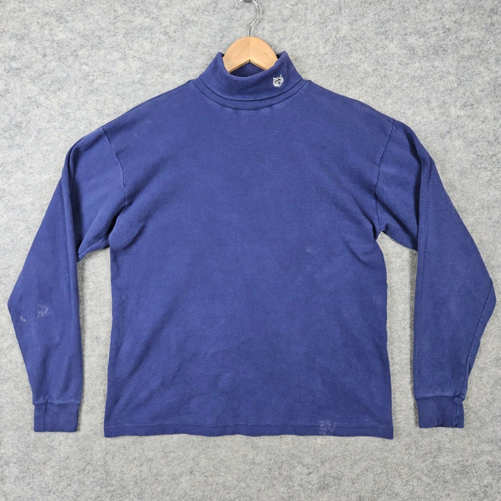 Medalist Men’s Blue Turtleneck Shirt Size M Cotton Scouts Embroidered Wolf SPOTS
