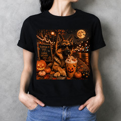 Pumpkin Spice & German Shepherd Vibes Shirt Spooky Season Gift Tee