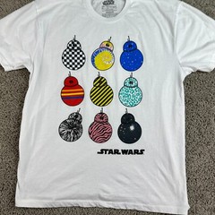 Star Wars Shirt Mens Large White Multicolored BB-8 Variations Short Sleeve