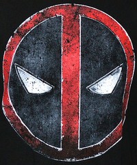 Deadpool Worn Logo T-shirt Marvel Comics Superhero Graphic Tee Black Cotton NWT