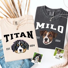 Custom Dog Portrait Comfort Tee Personalized Pet Photo Shirt Gift