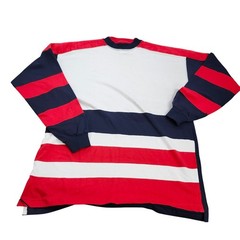 Logo Athletic Vintage Mens Large Colorblock Striped Cotton Shirt Navy