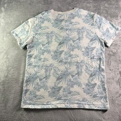 Chubbies Tropical Floral Henley Pocket T-Shirt Mens Medium Blue Cream