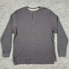 Stanley Mens Size XL Gray Waffle Knit Thermal Henley Long Sleeve Casual Shirt