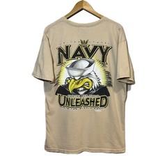 7.62 Design Navy T-Shirt Military Graphic Print Short Sleeve Biege Size Large