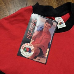 Vintage Fruit Of The Loom Shirt Mens Large Red Black Colorblock Tee Made USA 90s
