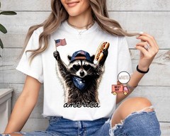 Comfort Colors® Feral & Free Racoon Shirt, 4th of July Shirt, USA Independence