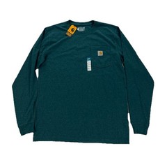 NEW Carhartt Heavyweight Long Sleeve Relaxed Fit T Shirt Mountain Green Mens M