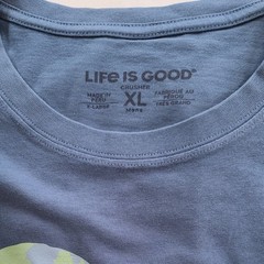 LIFE IS GOOD SS Shirt Crusher Tee PEACE ON EARTH Sign Globe Chest52in Mens XL