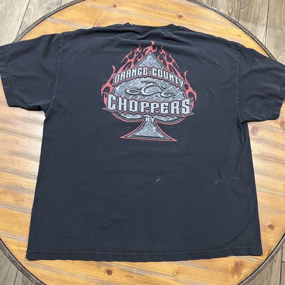 Orange County Choppers T Shirt 2XL NY Motorcycles Black Steel VTG Flames Ace