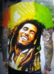 Bob Marley polyester double sided T-Shirt size XL 42 inch chest Very Colorful