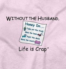 Life is Crap Funny Single Divorced Break Up Womens Graphic Crewneck T Shirt Tee