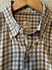 Peter Millar Shirt Mens Medium Brown Button Down Long Sleeve 100% Cotton